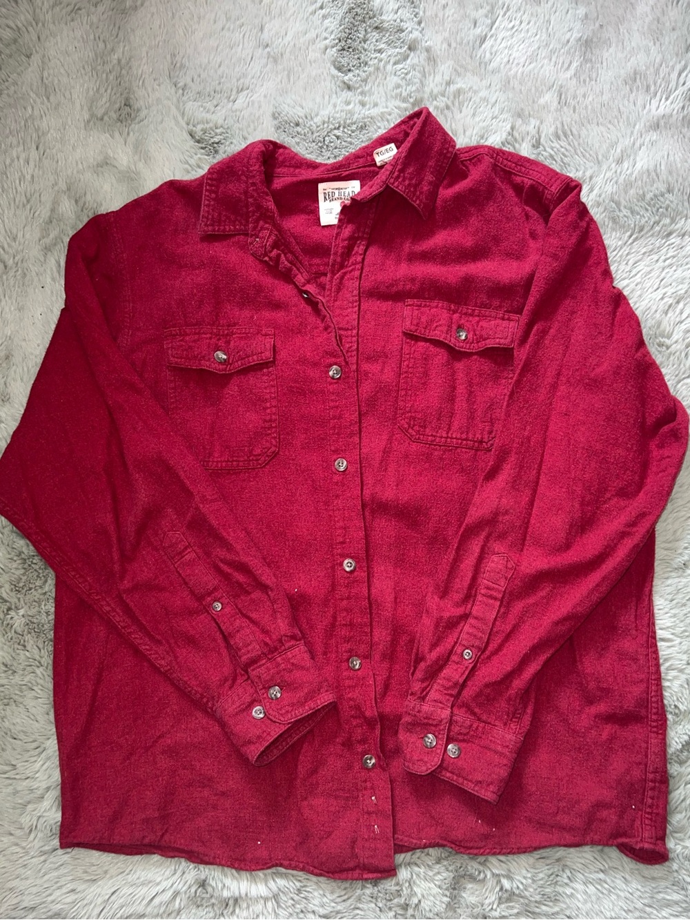 RedHead Men's Casual Button-Down Shirt in Deep Red